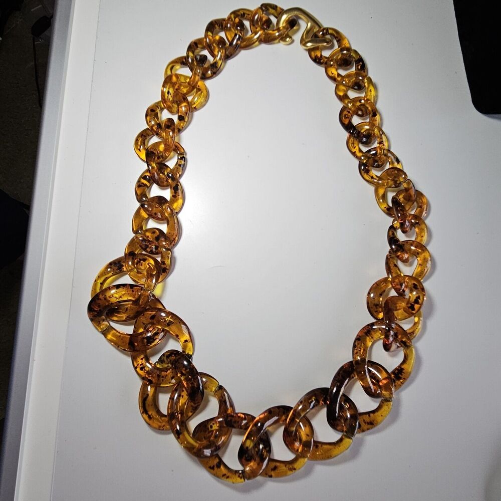 Vintage AMPCP Acrylic Tortoiseshell Large Link Necklace 30"